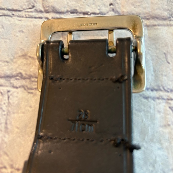 BWF MENS DOUBLE PRONG & HOLES CHUNKY WIDE BLACK LEATHER BELT SIZE 28 - Picture 9 of 11